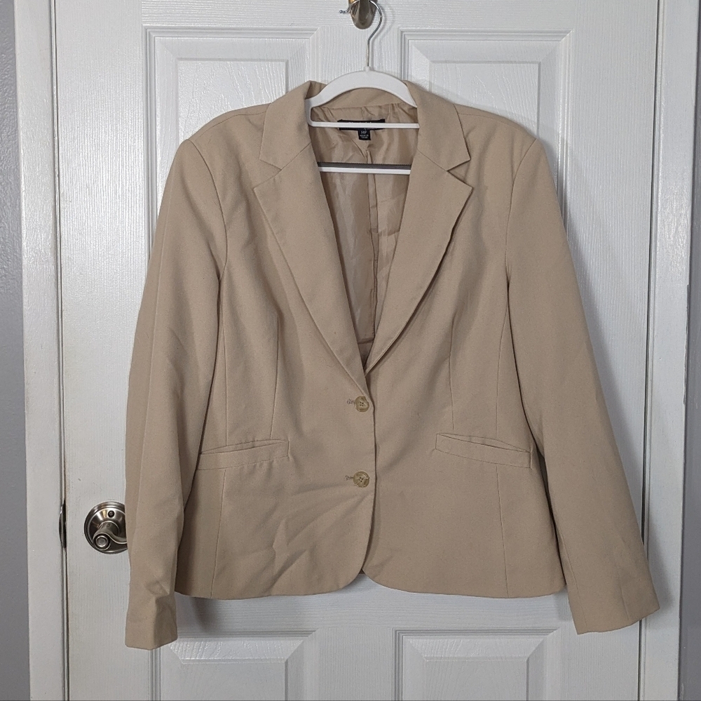 Chadwicks of Boston Tan/Beige Button‎ Up Fitted Blazer Jacket Size 14P